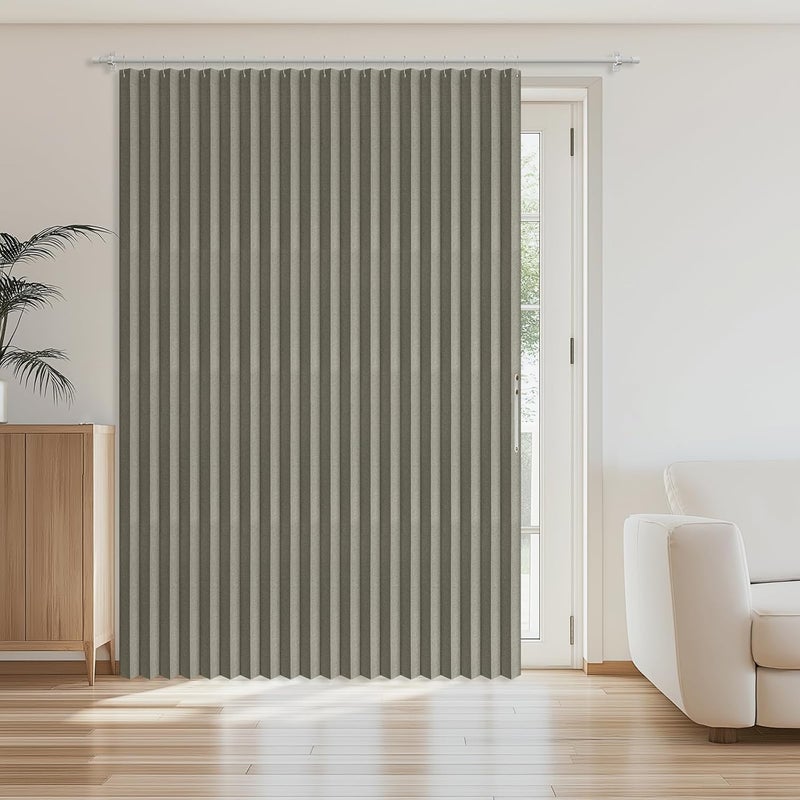 A-jazz ستارة باب قابلة للطي 100% تعتيم 98"x84" رمادي - فاصل غرف مغناطيسي قابل للطي، بدون حفر - Image 1